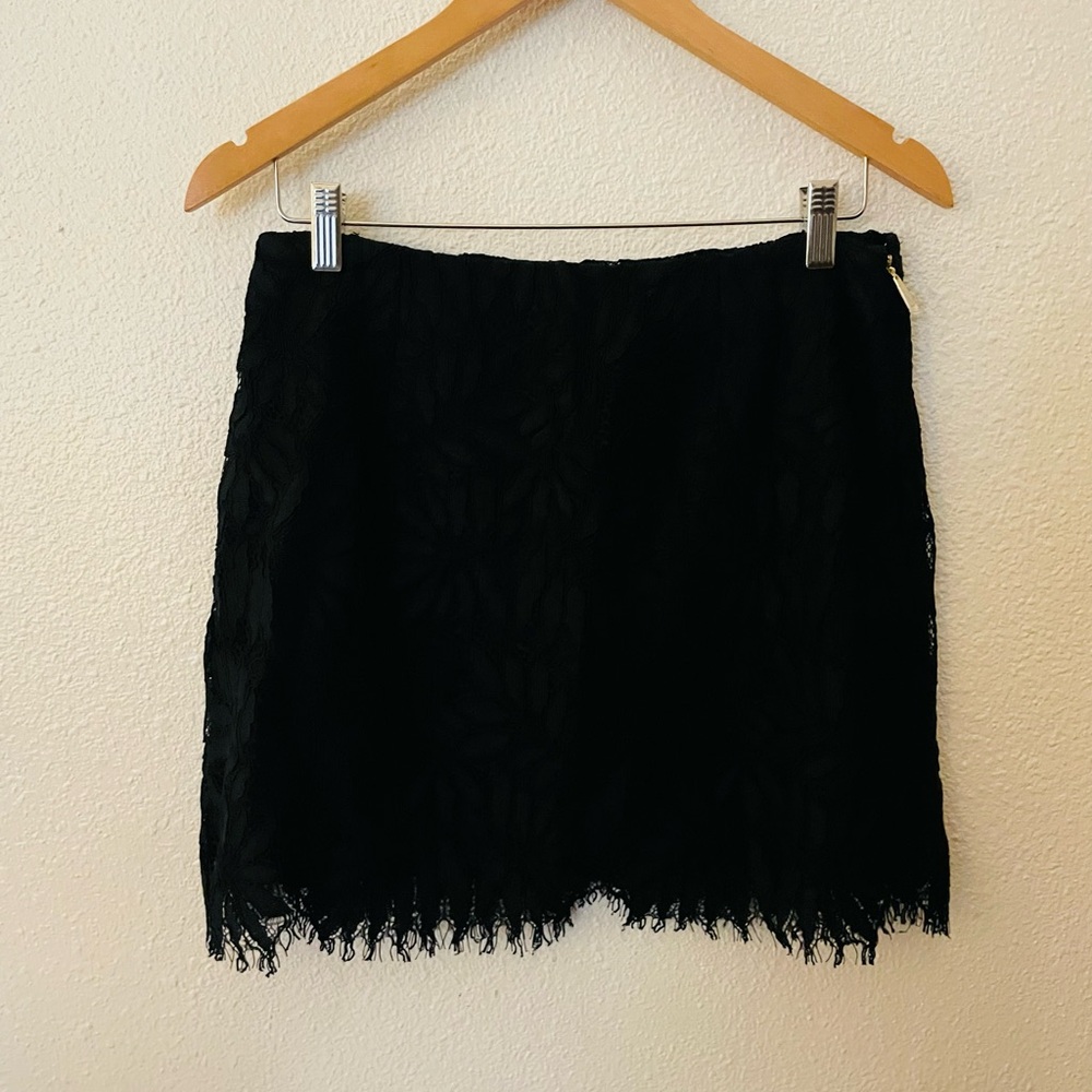 Juicy Couture Pitch Black Palms Lace Skirt Size 10 NWT New